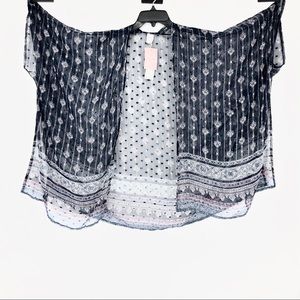 Basha Accessories Navy Boho Swim Coverup Kimono